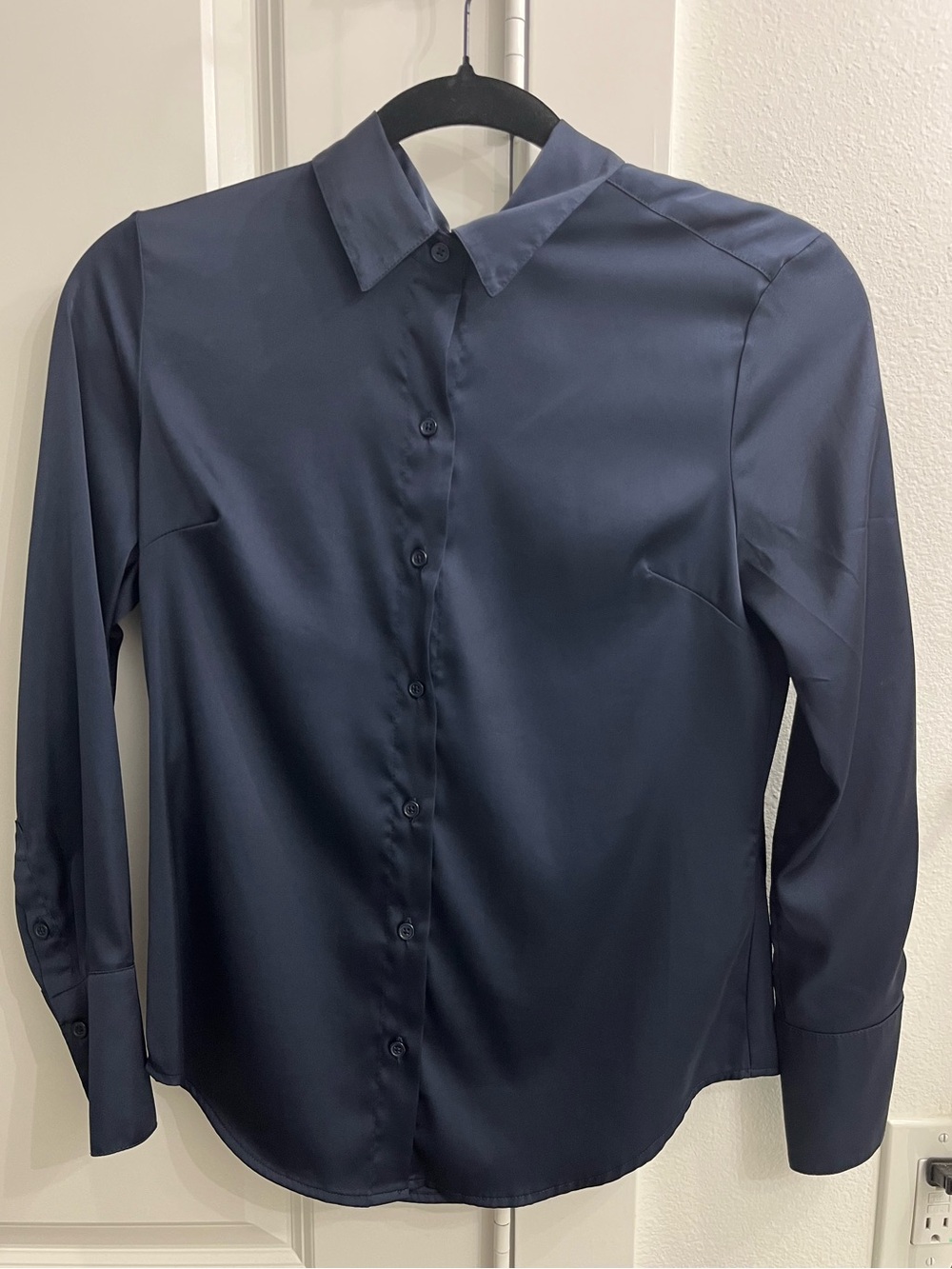 Banana Republic silky Navy Button-Up Shirt women’s XS petite